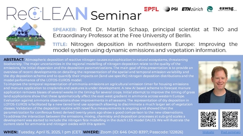 Thumbnail for Nitrogen deposition in northwestern Europe: Improving the model system using dynamic emissions and vegetation information.