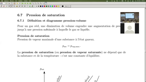 Thumbnail for 2021-12-23 - partie 2 - Pression de saturation, gaz réel, CMS - Physique - Etats de la matière