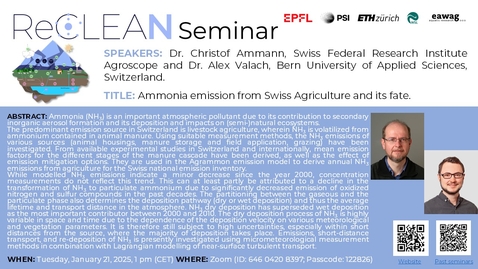 Thumbnail for Ammonia emission from Swiss Agriculture and its fate.