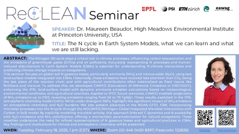 Thumbnail for The N cycle in Earth System Models, what we can learn and what we are still lacking.