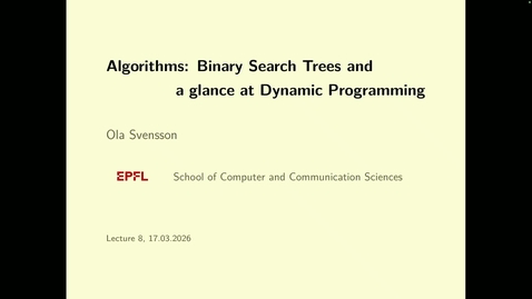 Thumbnail for CS-250 Algorithms I | Tuesday | Spring 2026