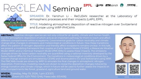 Thumbnail for Modeling atmospheric deposition of reactive nitrogen over Switzerland and Europe using WRF-PMCAMx