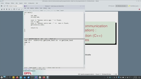Thumbnail for CS-119(g) (partie programmation):  compléments du cours 13 (Entrées-Sorties, Live-stream du 1.12.2025 sans post-édition)