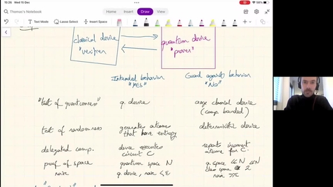 Thumbnail for Lecture #21, Thomas Vidick's invited talk. Classical delegation of quantum computation: further works, challenges, and open questions