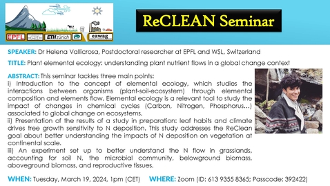 Thumbnail for Plant elemental ecology: understanding plant nutrient flows in a global change context.