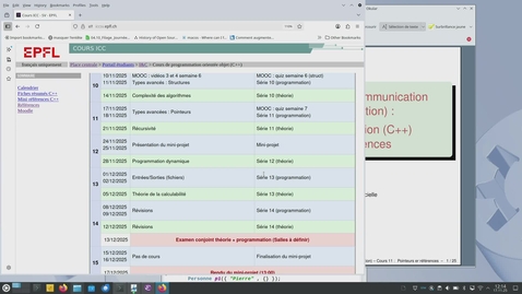 Thumbnail for CS-119(g) (partie programmation) : Complément du cours 11 (pointeurs et références, live-stream du cours du 17.11.2025, sans post-édition)