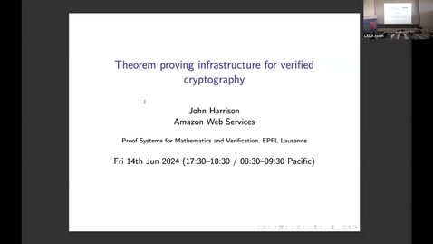 Thumbnail for John Harrison: Theorem Proving Infrastructure for Verified Cryptography